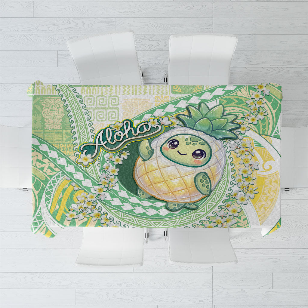 Hawaii Pineapple Tablecloth Cute Cosplay Turtle Plumeria Spiral DT05 Mint - Polynesian Pride