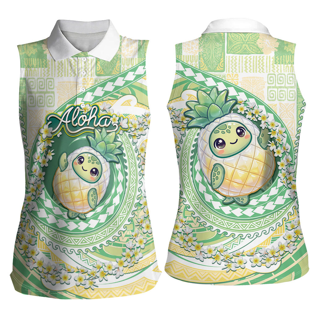 Hawaii Pineapple Women Sleeveless Polo Shirt Cute Cosplay Turtle Plumeria Spiral DT05 - Polynesian Pride