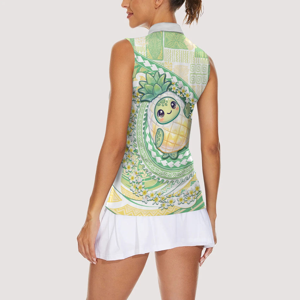 Hawaii Pineapple Women Sleeveless Polo Shirt Cute Cosplay Turtle Plumeria Spiral DT05 - Polynesian Pride