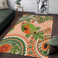 Hawaii Papaya Area Rug Cute Cosplay Humuhumu Fish Plumeria Waves DT05 Orange - Polynesian Pride