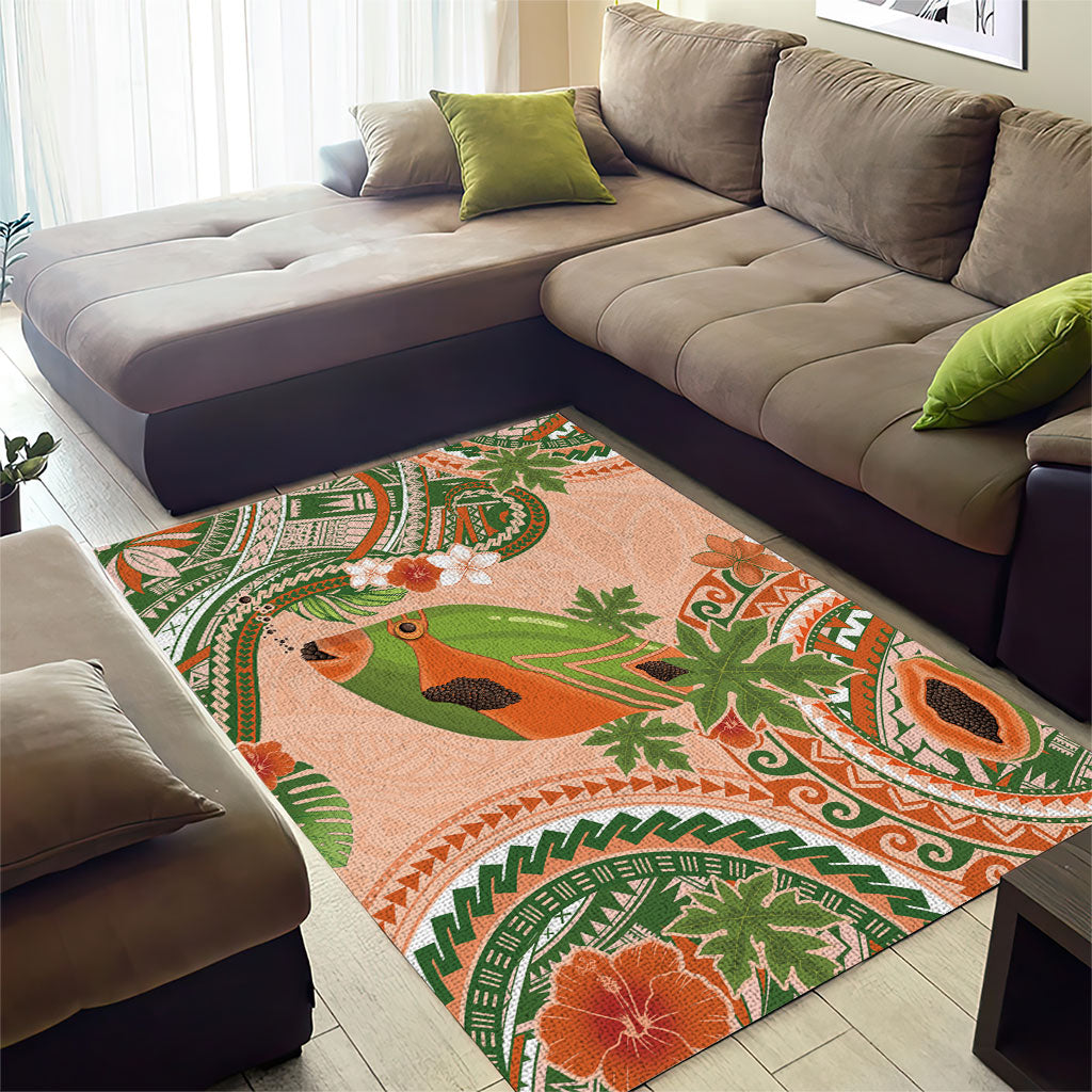 Hawaii Papaya Area Rug Cute Cosplay Humuhumu Fish Plumeria Waves DT05 - Polynesian Pride