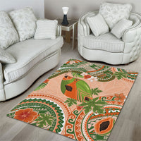 Hawaii Papaya Area Rug Cute Cosplay Humuhumu Fish Plumeria Waves DT05 - Polynesian Pride