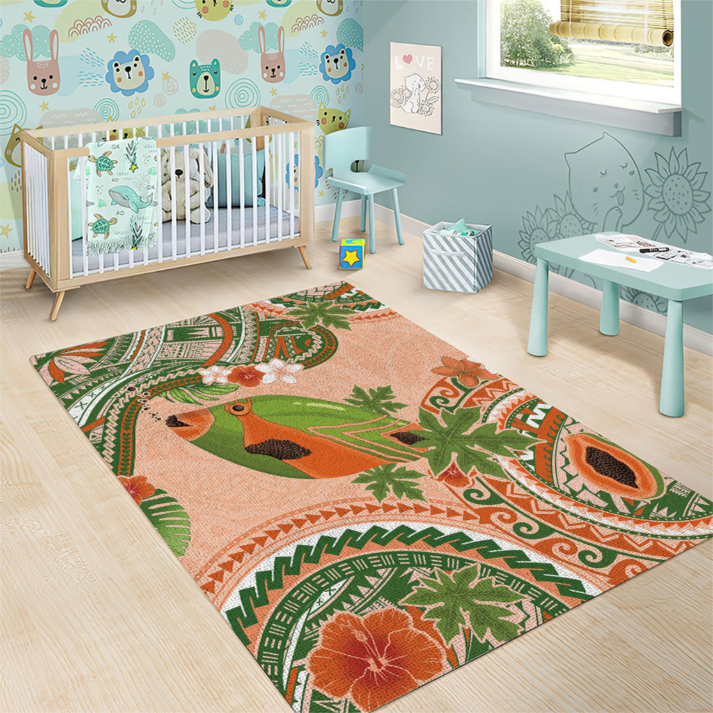 Hawaii Papaya Area Rug Cute Cosplay Humuhumu Fish Plumeria Waves DT05 - Polynesian Pride