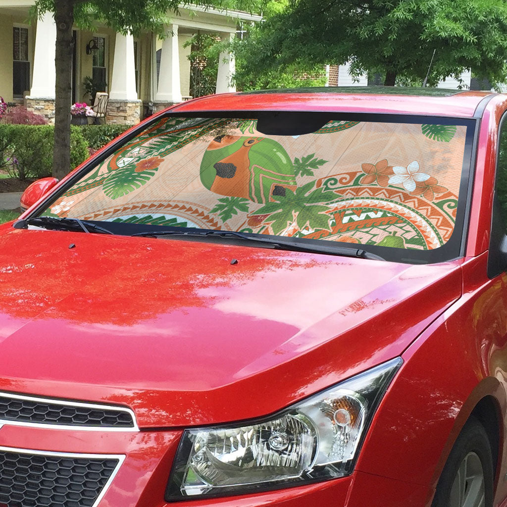 Hawaii Papaya Auto Sun Shade Cute Cosplay Humuhumu Fish Plumeria Waves DT05 - Polynesian Pride