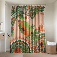 Hawaii Papaya Bathroom Set Cute Cosplay Humuhumu Fish Plumeria Waves DT05 Shower Curtain Only Orange - Polynesian Pride