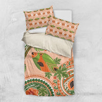 Hawaii Papaya Bedding Set Cute Cosplay Humuhumu Fish Plumeria Waves DT05 US Twin 172cm x 218cm Orange - Polynesian Pride
