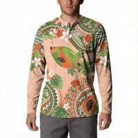 Hawaii Papaya Button Sweatshirt Cute Cosplay Humuhumu Fish Plumeria Waves DT05 - Polynesian Pride