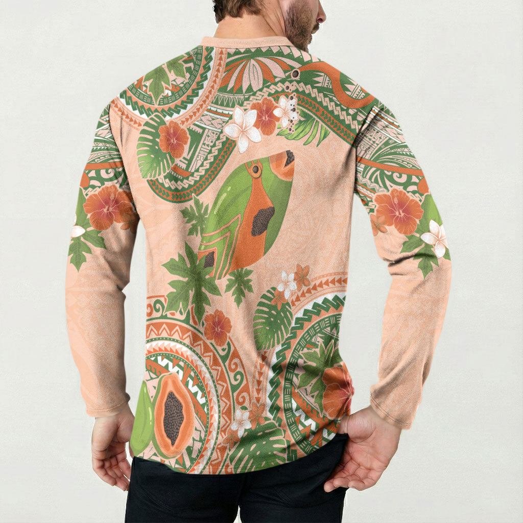 Hawaii Papaya Button Sweatshirt Cute Cosplay Humuhumu Fish Plumeria Waves DT05 - Polynesian Pride
