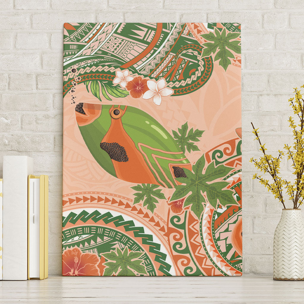 Hawaii Papaya Canvas Wall Art Cute Cosplay Humuhumu Fish Plumeria Waves DT05 Without Frame Orange - Polynesian Pride