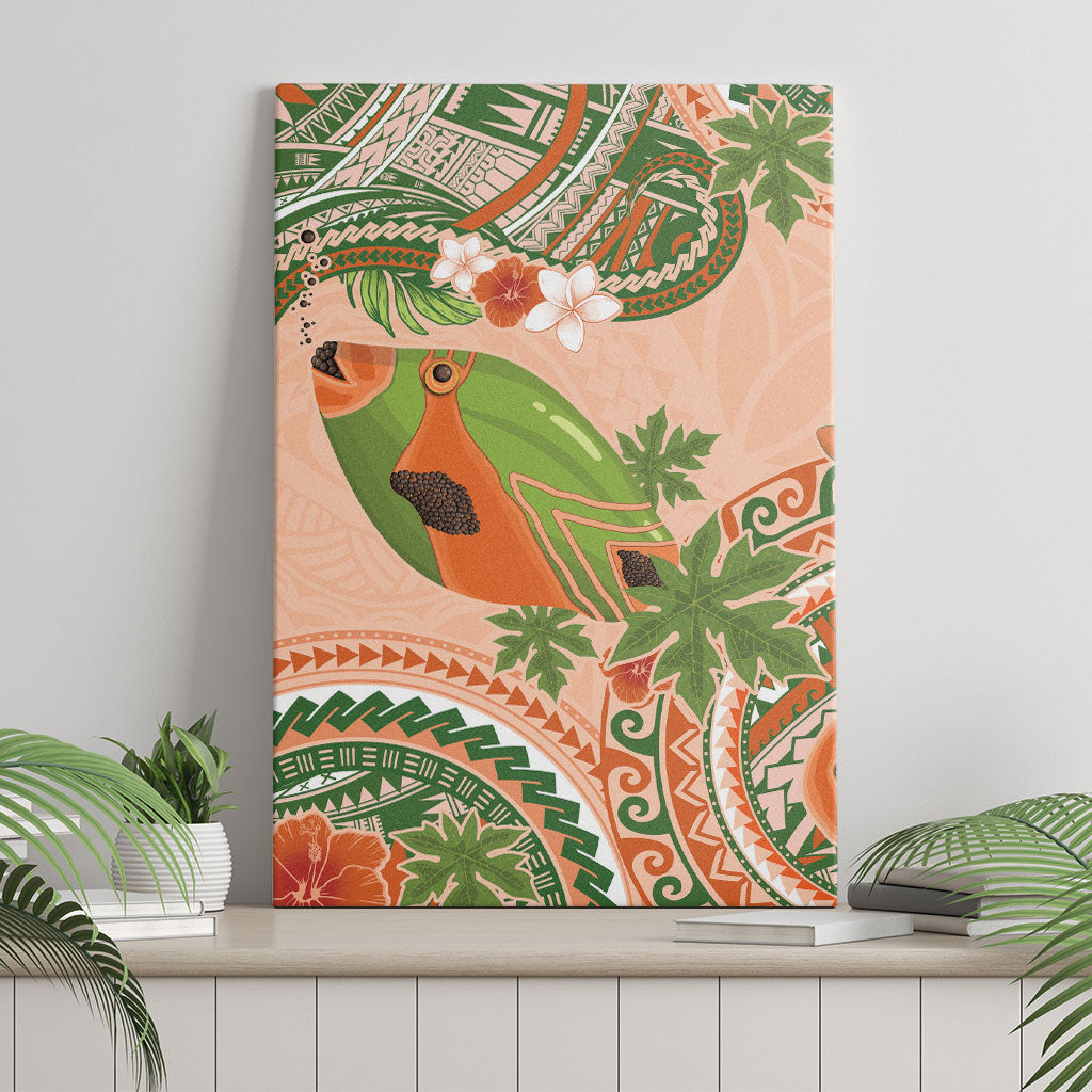Hawaii Papaya Canvas Wall Art Cute Cosplay Humuhumu Fish Plumeria Waves DT05 - Polynesian Pride