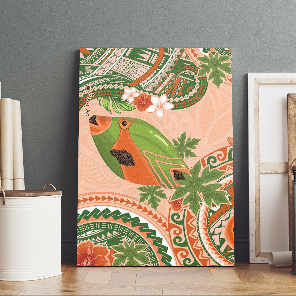 Hawaii Papaya Canvas Wall Art Cute Cosplay Humuhumu Fish Plumeria Waves DT05 - Polynesian Pride