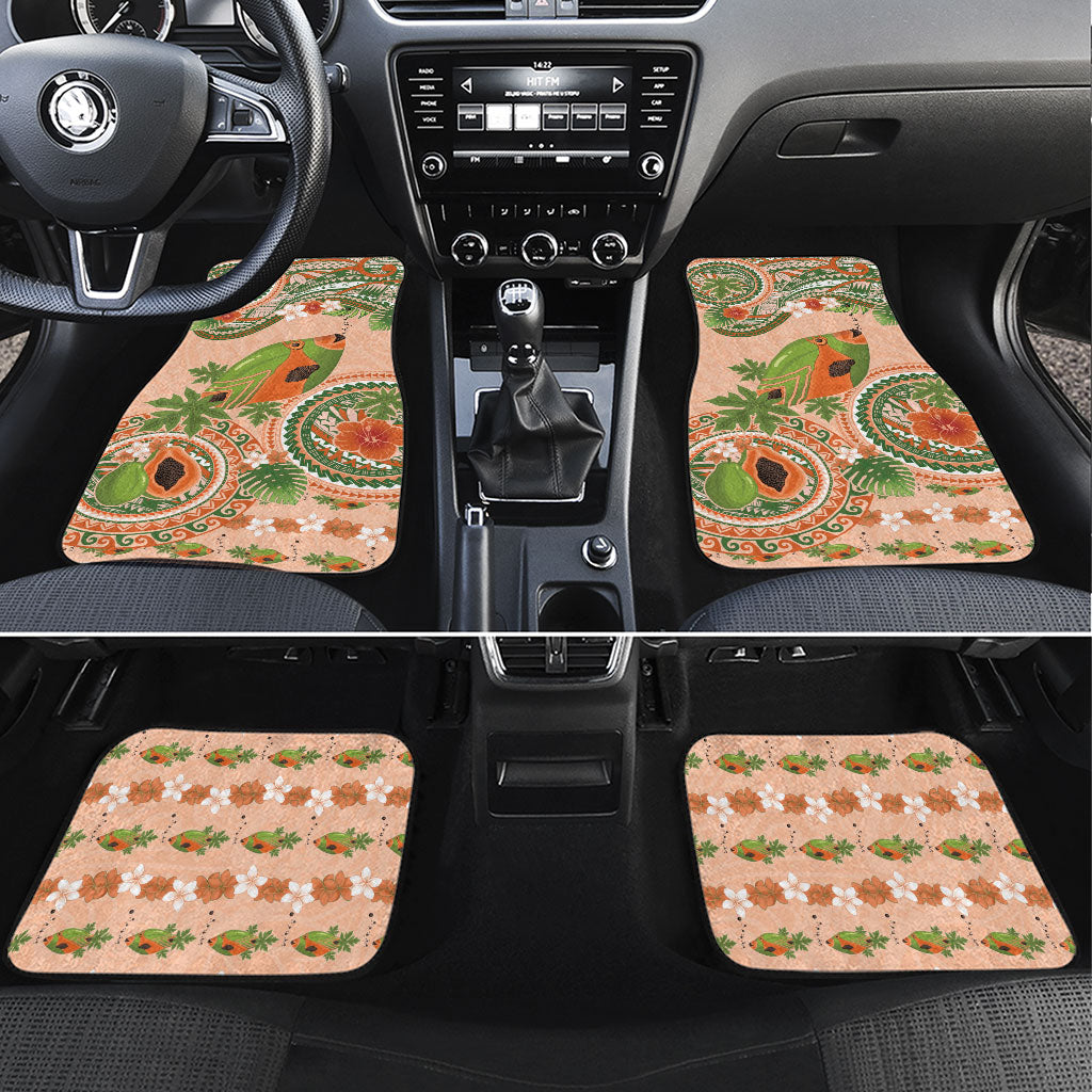 Hawaii Papaya Car Mats Cute Cosplay Humuhumu Fish Plumeria Waves DT05 Set 4pcs Orange - Polynesian Pride
