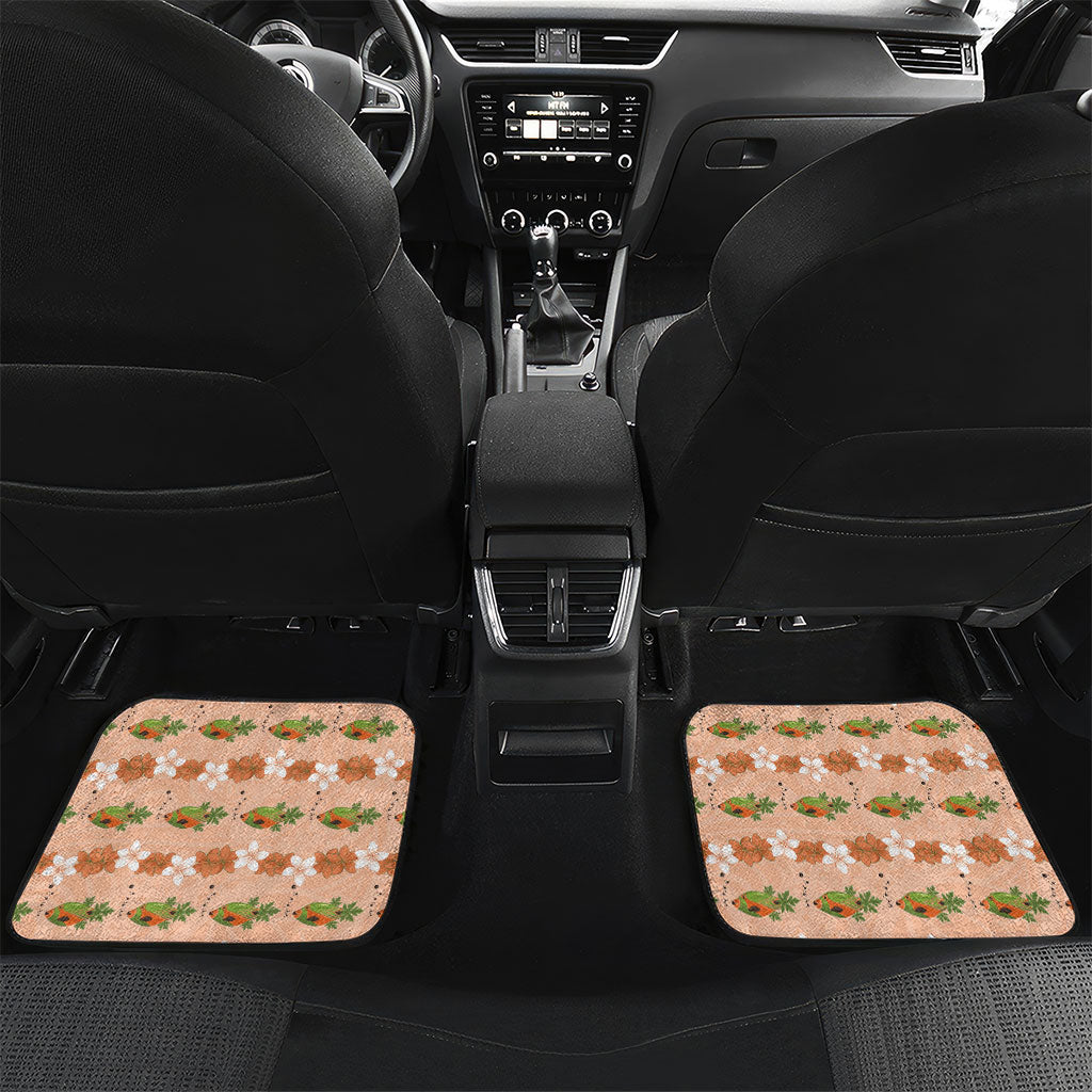 Hawaii Papaya Car Mats Cute Cosplay Humuhumu Fish Plumeria Waves DT05 Set 2pcs - Back Orange - Polynesian Pride