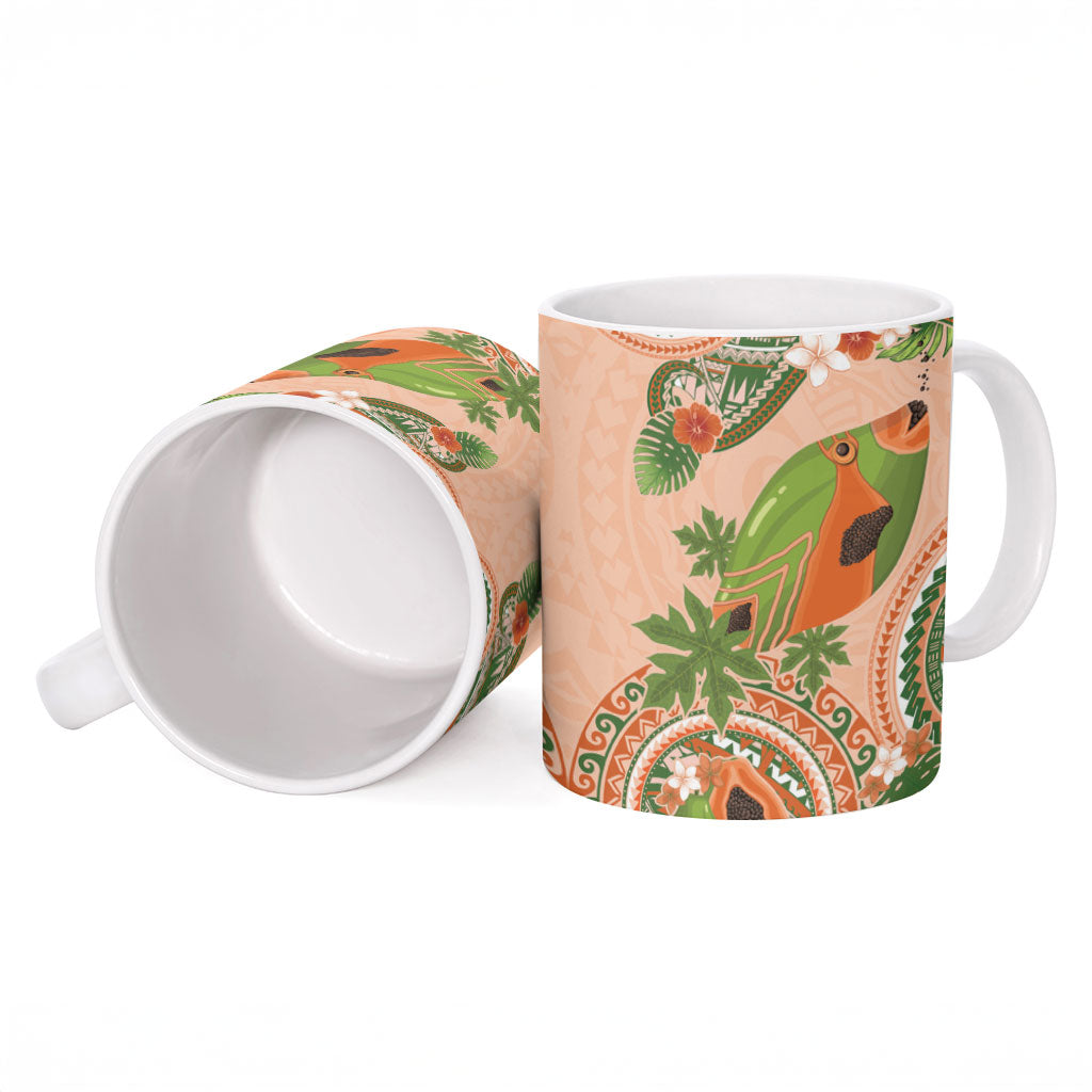 Hawaii Papaya Ceramic Mug Cute Cosplay Humuhumu Fish Plumeria Waves DT05 - Polynesian Pride