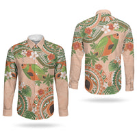 Hawaii Papaya Couples Matching Summer Maxi Dress and Long Sleeve Button Shirt Cute Cosplay Humuhumu Fish Plumeria Waves DT05 - Polynesian Pride