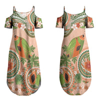 Hawaii Papaya Couples Matching Summer Maxi Dress and Long Sleeve Button Shirt Cute Cosplay Humuhumu Fish Plumeria Waves DT05 - Polynesian Pride