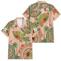 Hawaii Papaya Family Matching Off Shoulder Maxi Dress and Hawaiian Shirt Cute Cosplay Humuhumu Fish Plumeria Waves DT05 Dad's Shirt - Short Sleeve Orange - Polynesian Pride