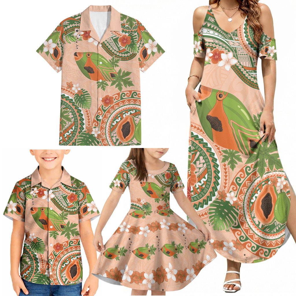 Hawaii Papaya Family Matching Summer Maxi Dress and Hawaiian Shirt Cute Cosplay Humuhumu Fish Plumeria Waves DT05 - Polynesian Pride