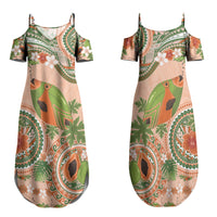 Hawaii Papaya Family Matching Summer Maxi Dress and Hawaiian Shirt Cute Cosplay Humuhumu Fish Plumeria Waves DT05 Mom's Dress Orange - Polynesian Pride