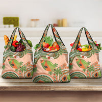 Hawaii Papaya Grocery Bag Cute Cosplay Humuhumu Fish Plumeria Waves DT05 3-pack One Size Orange - Polynesian Pride