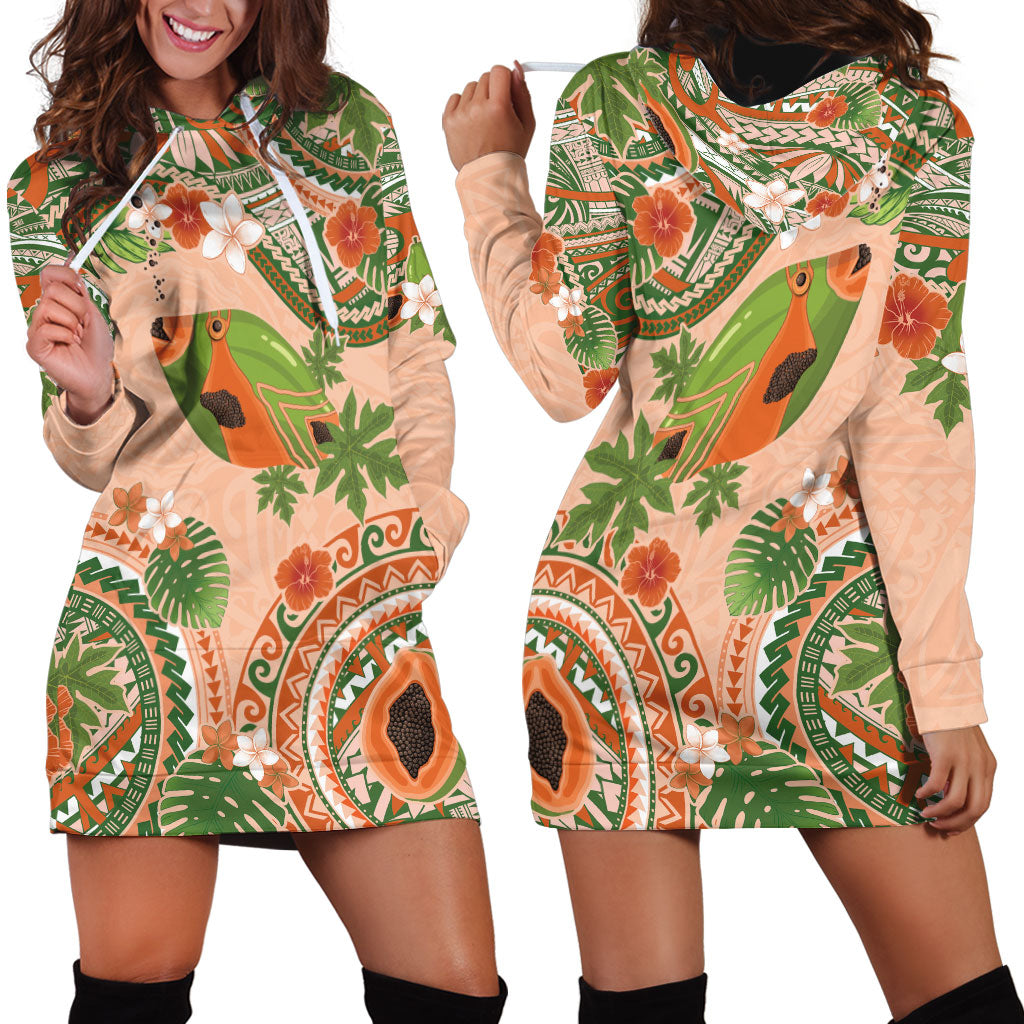 Hawaii Papaya Hoodie Dress Cute Cosplay Humuhumu Fish Plumeria Waves DT05 - Polynesian Pride