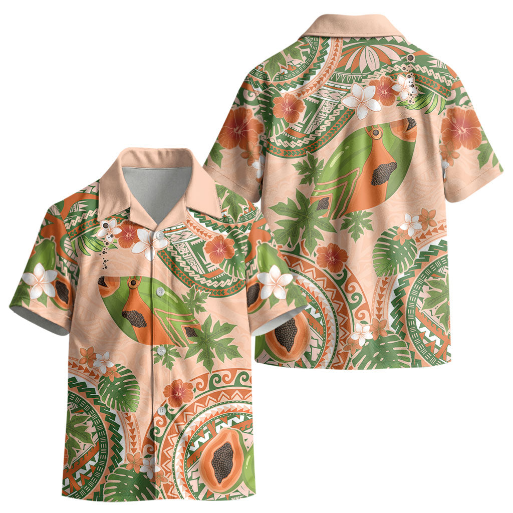 Hawaii Papaya Kid Hawaiian Shirt Cute Cosplay Humuhumu Fish Plumeria Waves DT05 - Polynesian Pride