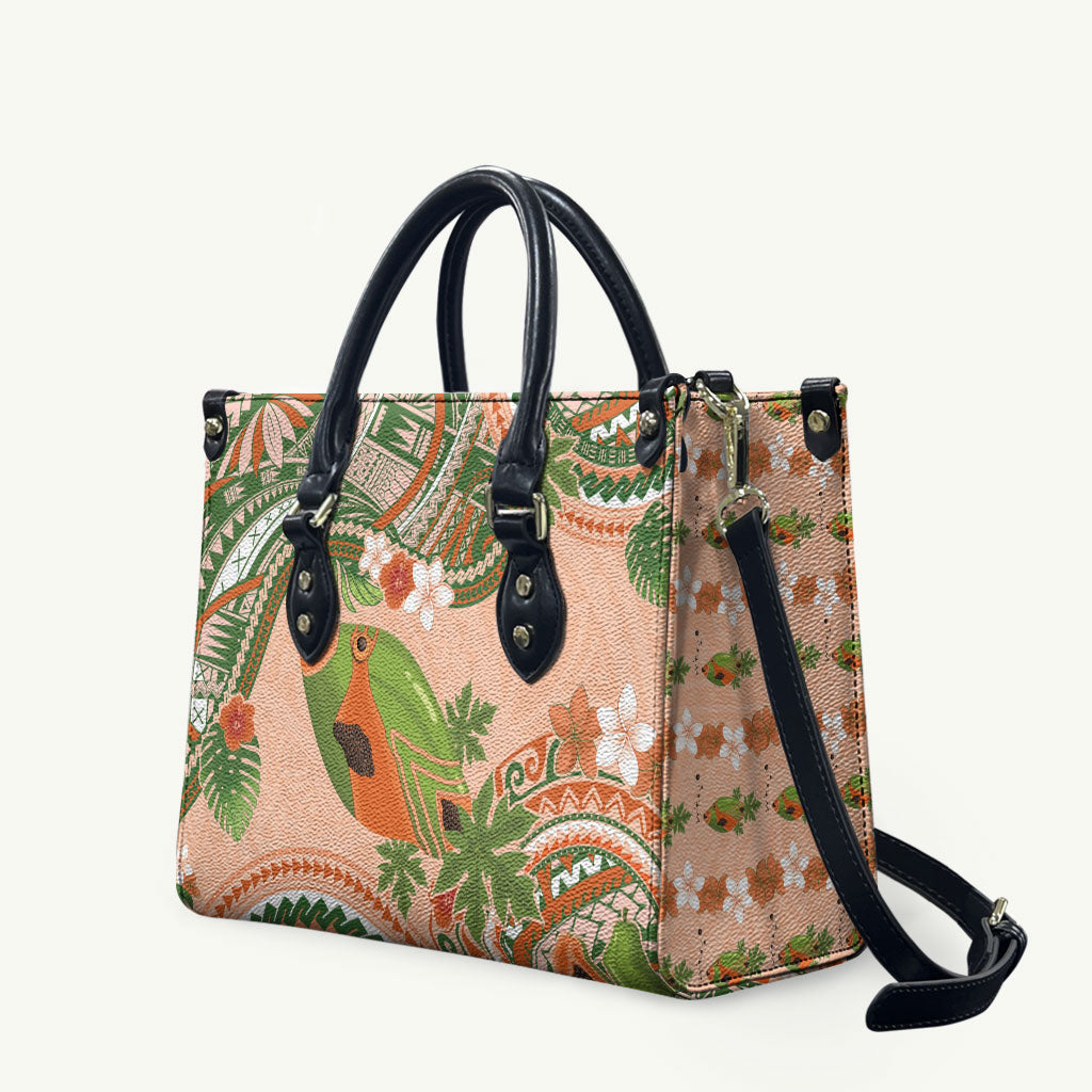 Hawaii Papaya Leather Bag Cute Cosplay Humuhumu Fish Plumeria Waves DT05 Orange - Polynesian Pride