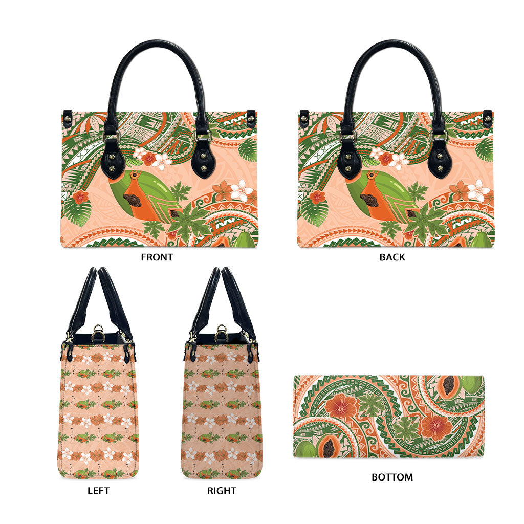 Hawaii Papaya Leather Bag Cute Cosplay Humuhumu Fish Plumeria Waves DT05 - Polynesian Pride