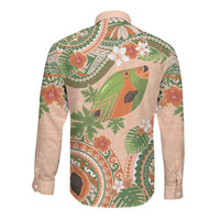 Hawaii Papaya Long Sleeve Button Shirt Cute Cosplay Humuhumu Fish Plumeria Waves DT05 - Polynesian Pride