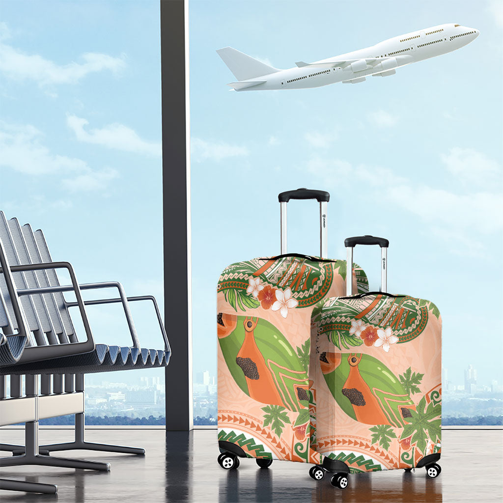 Hawaii Papaya Luggage Cover Cute Cosplay Humuhumu Fish Plumeria Waves DT05 - Polynesian Pride