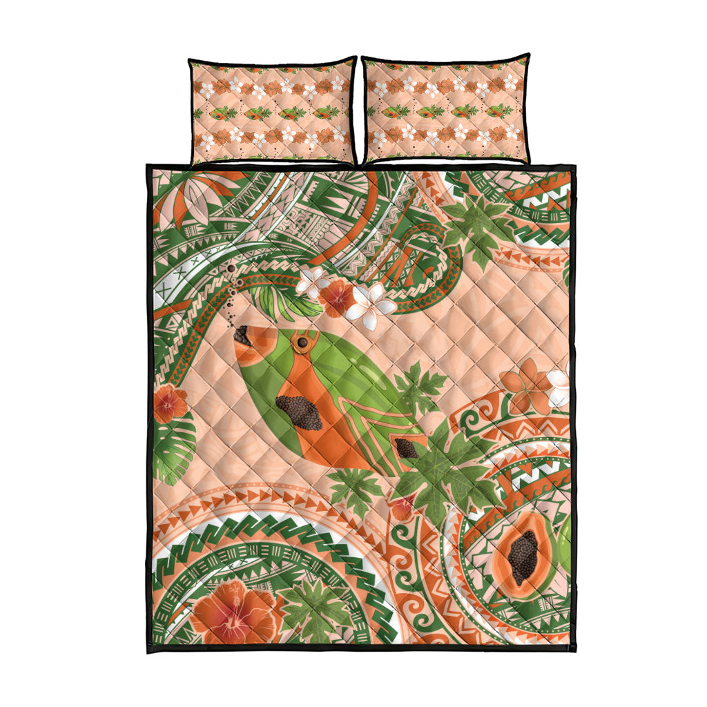 Hawaii Papaya Quilt Bed Set Cute Cosplay Humuhumu Fish Plumeria Waves DT05 - Polynesian Pride