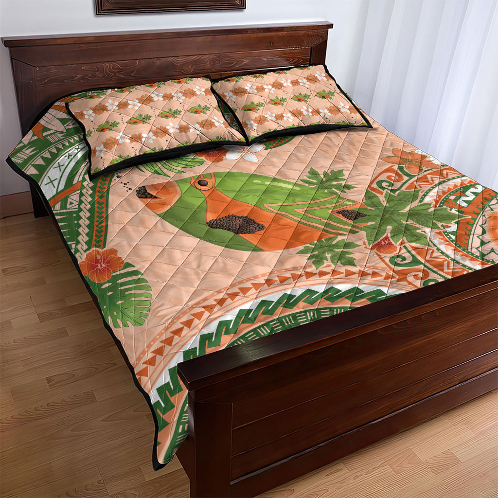 Hawaii Papaya Quilt Bed Set Cute Cosplay Humuhumu Fish Plumeria Waves DT05 - Polynesian Pride
