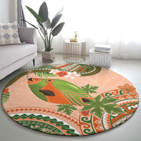 Hawaii Papaya Round Carpet Cute Cosplay Humuhumu Fish Plumeria Waves DT05 - Polynesian Pride