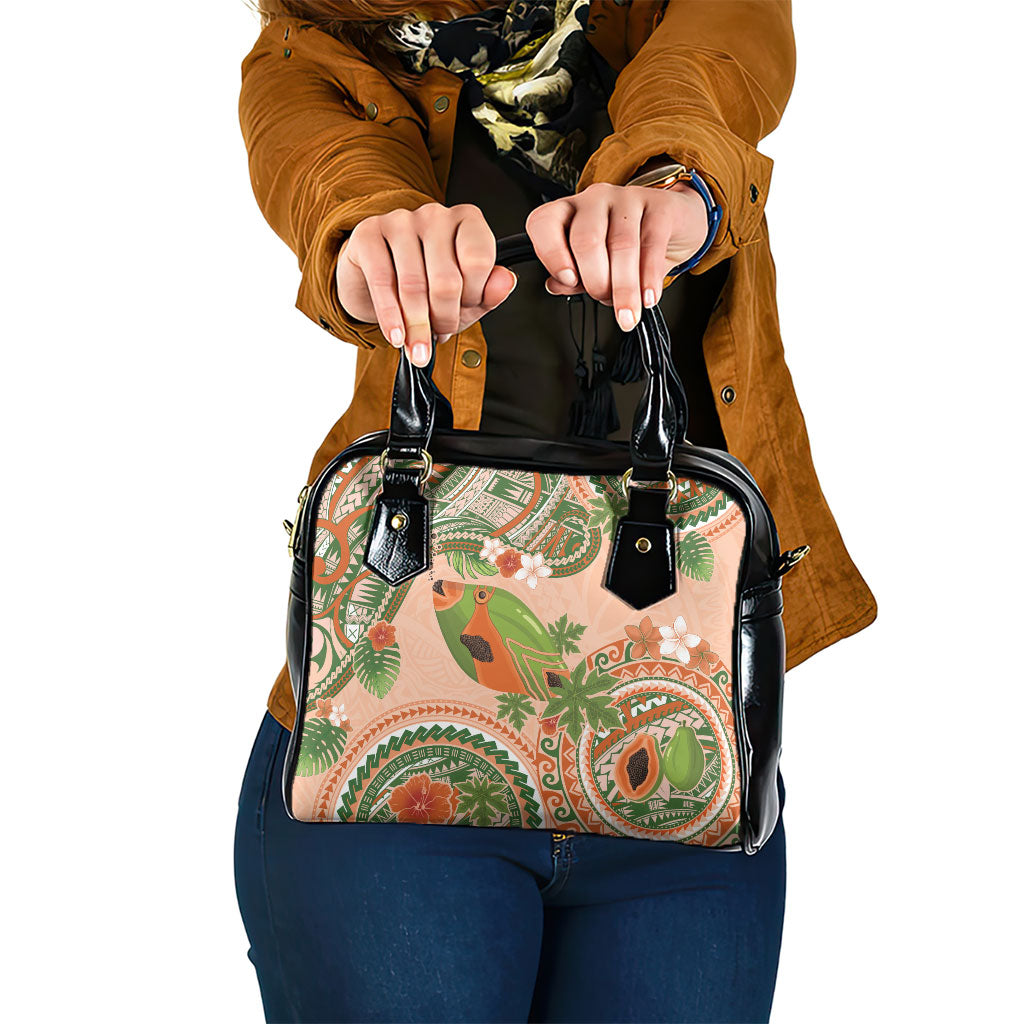 Hawaii Papaya Shoulder Handbag Cute Cosplay Humuhumu Fish Plumeria Waves DT05 One Size Orange - Polynesian Pride