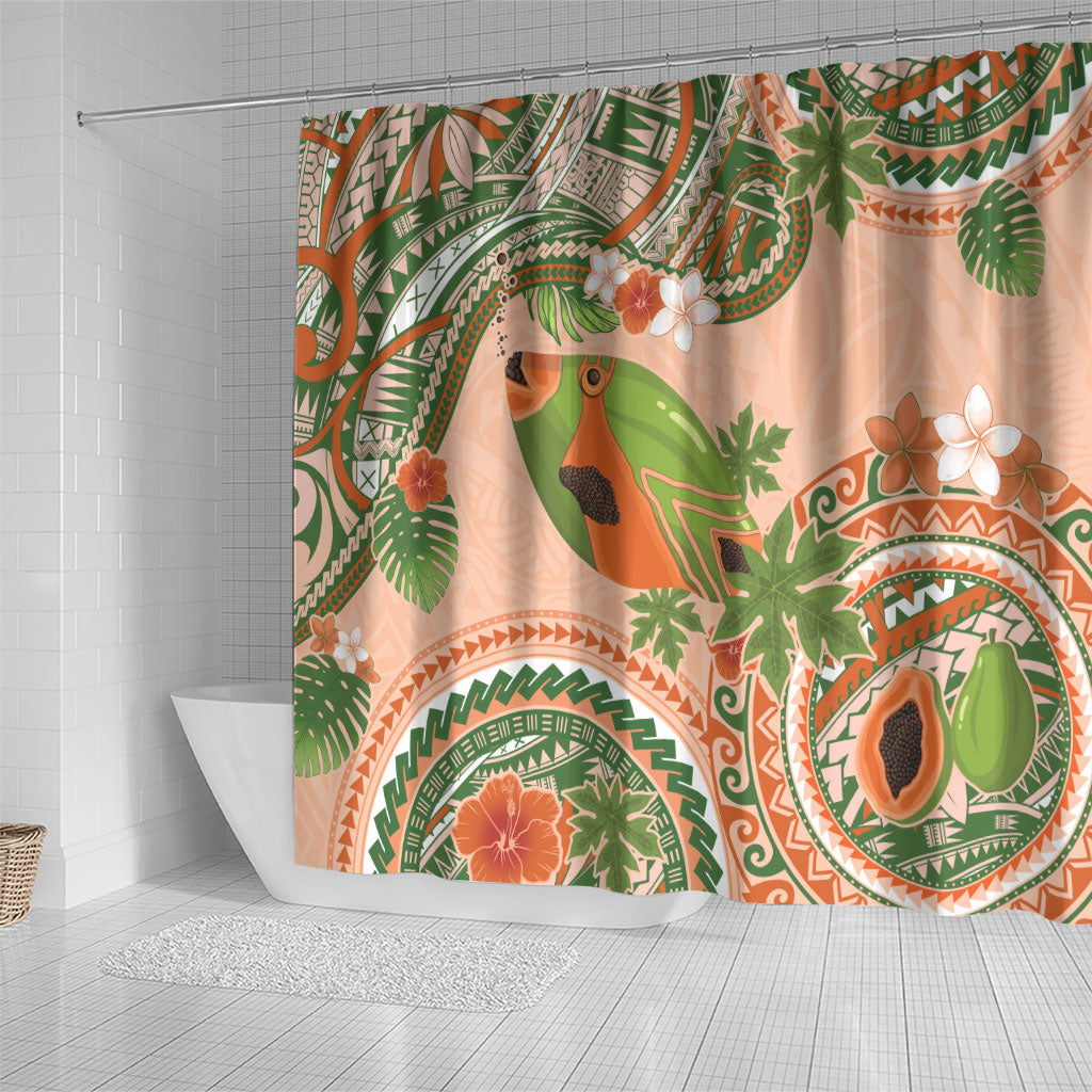 Hawaii Papaya Shower Curtain Cute Cosplay Humuhumu Fish Plumeria Waves DT05 - Polynesian Pride