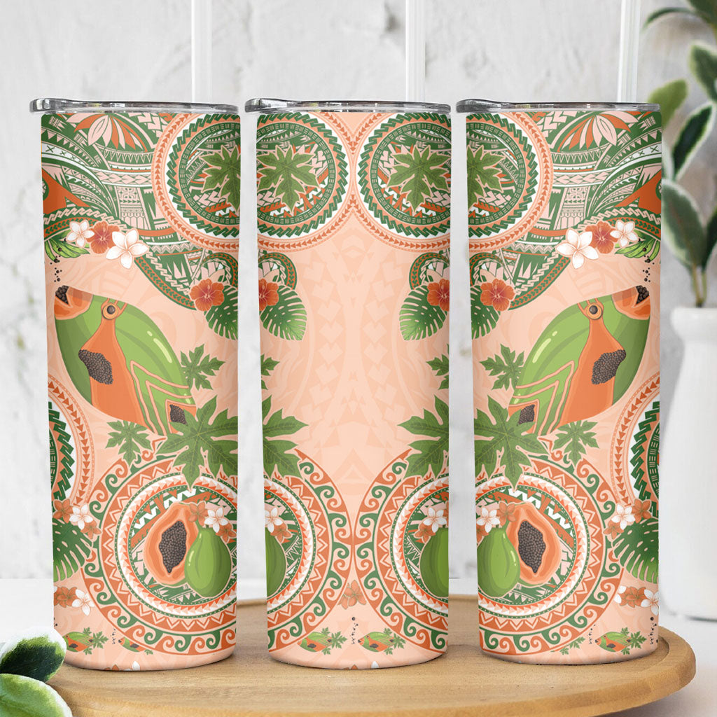 Hawaii Papaya Skinny Tumbler Cute Cosplay Humuhumu Fish Plumeria Waves DT05 - Polynesian Pride