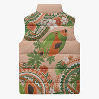 Hawaii Papaya Sleeveless Puffer Jacket Cute Cosplay Humuhumu Fish Plumeria Waves DT05 - Polynesian Pride