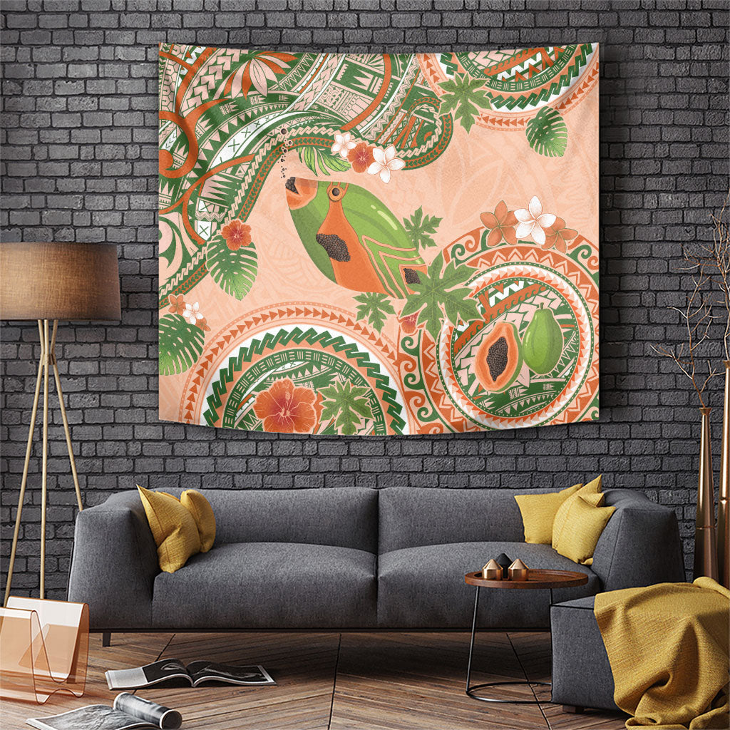 Hawaii Papaya Tapestry Cute Cosplay Humuhumu Fish Plumeria Waves DT05 Orange - Polynesian Pride