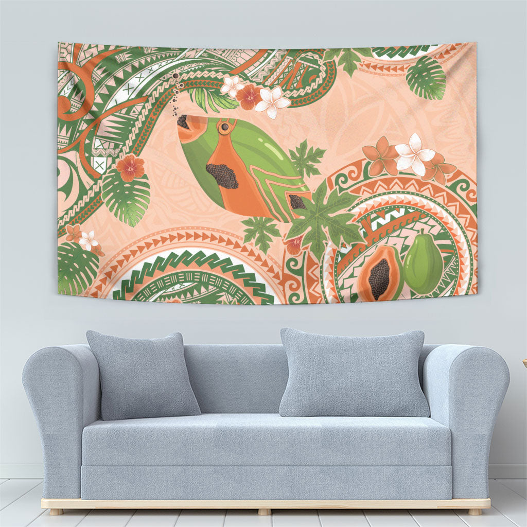 Hawaii Papaya Tapestry Cute Cosplay Humuhumu Fish Plumeria Waves DT05 - Polynesian Pride