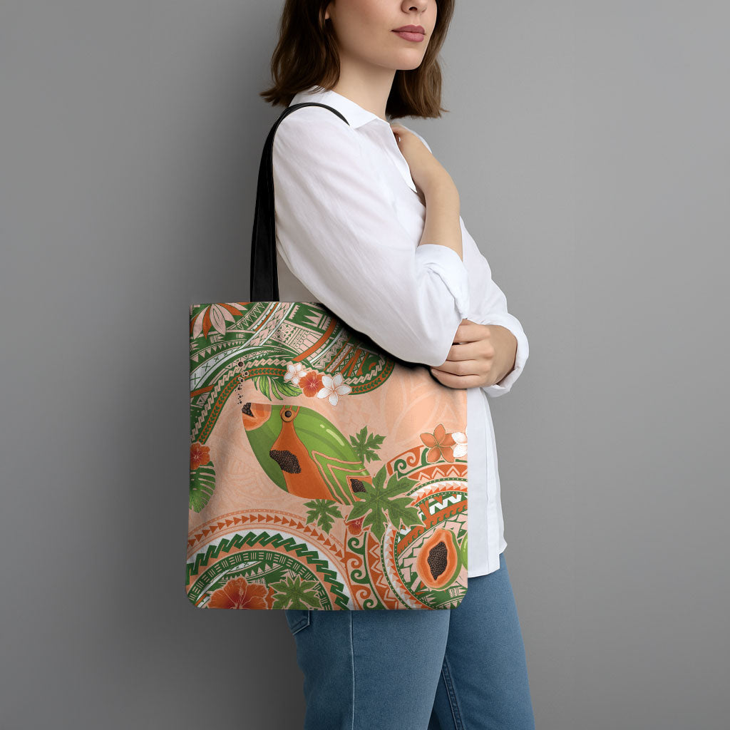 Hawaii Papaya Tote Bag Cute Cosplay Humuhumu Fish Plumeria Waves DT05 - Polynesian Pride