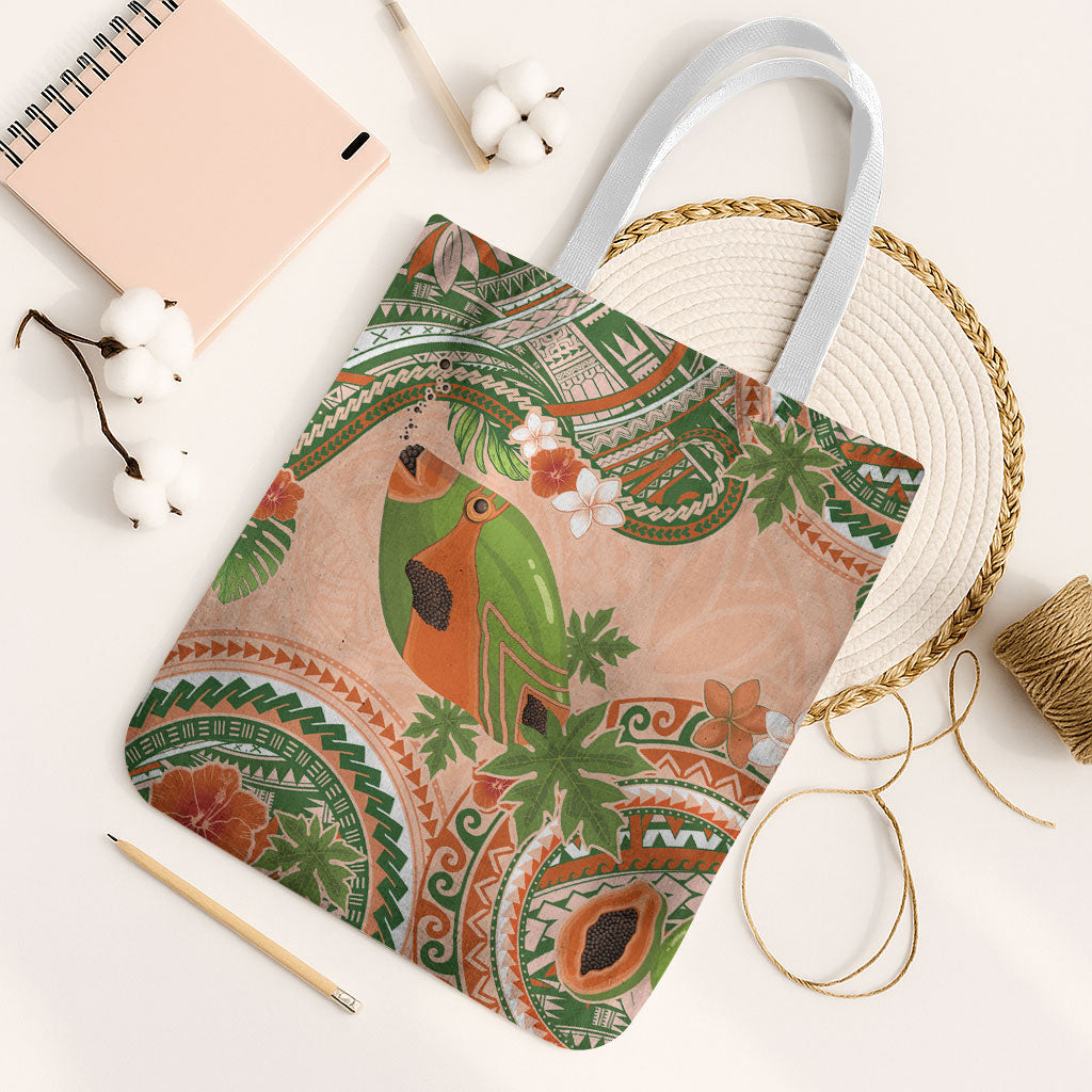 Hawaii Papaya Tote Bag Cute Cosplay Humuhumu Fish Plumeria Waves DT05 White Strap One Size Orange - Polynesian Pride