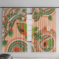 Hawaii Papaya Window Curtain Cute Cosplay Humuhumu Fish Plumeria Waves DT05 With Hooks Orange - Polynesian Pride