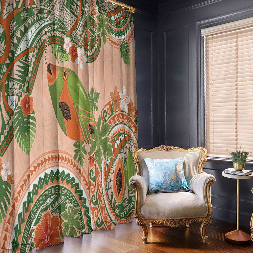 Hawaii Papaya Window Curtain Cute Cosplay Humuhumu Fish Plumeria Waves DT05 - Polynesian Pride