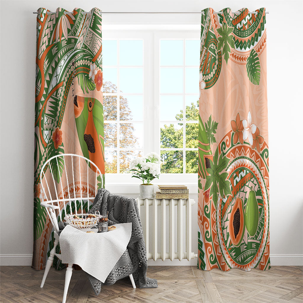 Hawaii Papaya Window Curtain Cute Cosplay Humuhumu Fish Plumeria Waves DT05 - Polynesian Pride