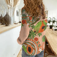 Hawaii Papaya Women Casual Shirt Cute Cosplay Humuhumu Fish Plumeria Waves DT05 - Polynesian Pride