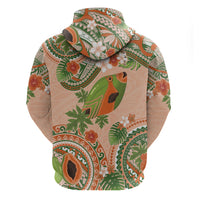 Hawaii Papaya Zip Hoodie Cute Cosplay Humuhumu Fish Plumeria Waves DT05 - Polynesian Pride