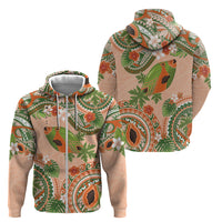 Hawaii Papaya Zip Hoodie Cute Cosplay Humuhumu Fish Plumeria Waves DT05 - Polynesian Pride