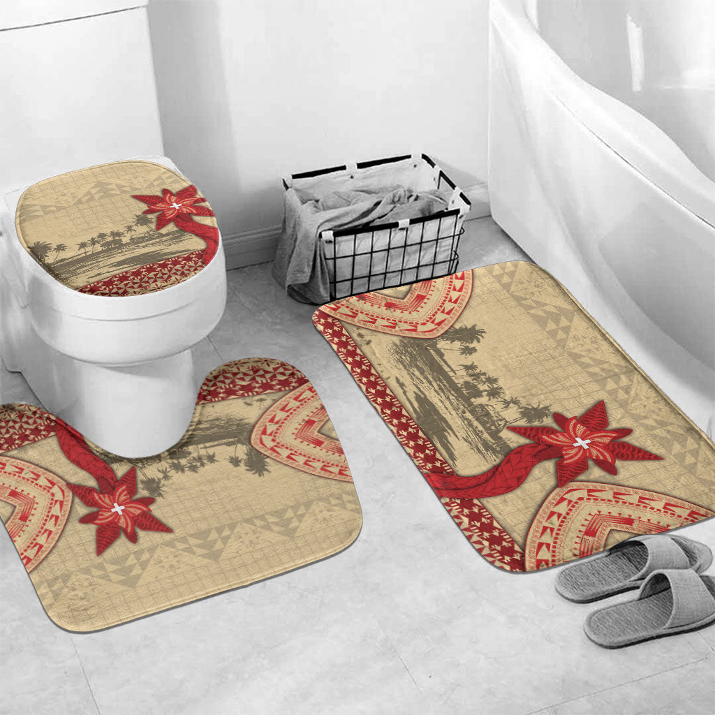 Tonga Language Week Bathroom Set Tribal Cross Ngatu Floral Pattern