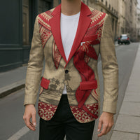 Tonga Language Week Blazer Tribal Cross Ngatu Floral Pattern