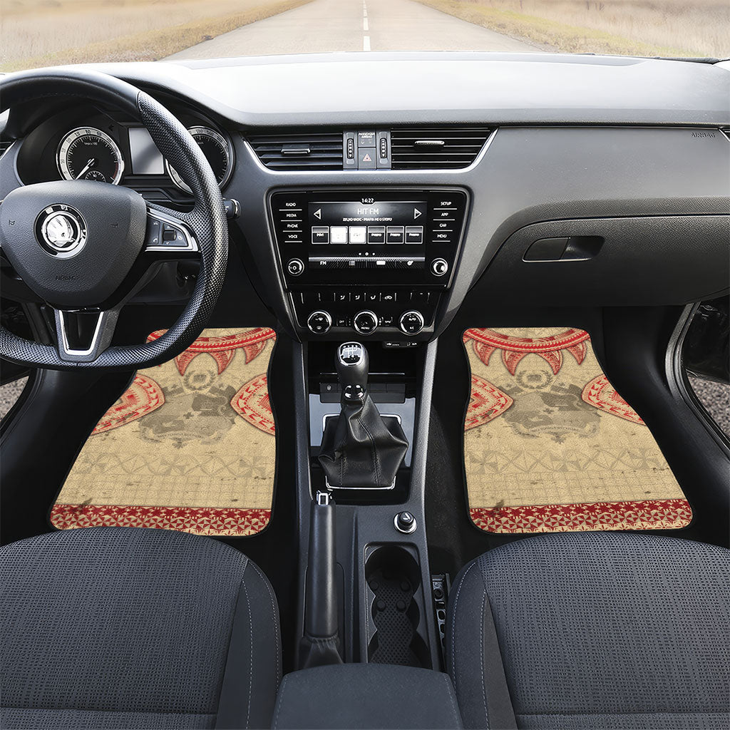 Tonga Language Week Car Mats Tribal Cross Ngatu Floral Pattern